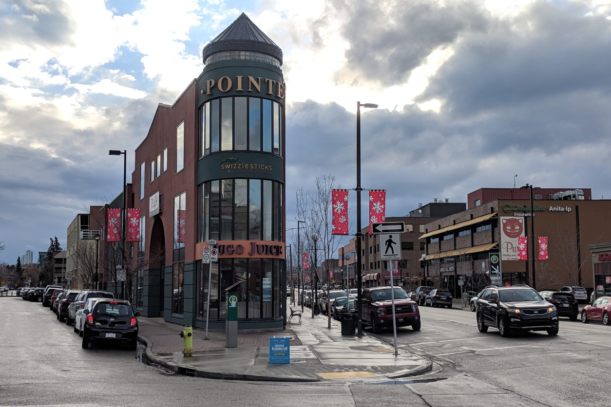 Historic corner building in Kensington, Calgary