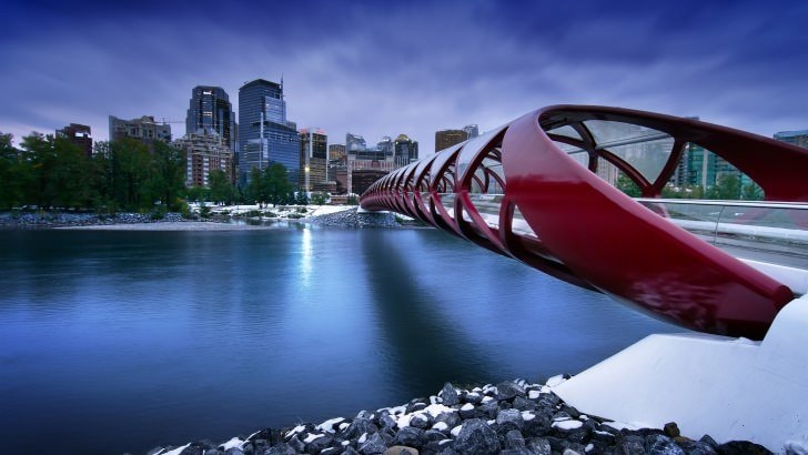 Calgary Peace Bridge spanning the Bow River